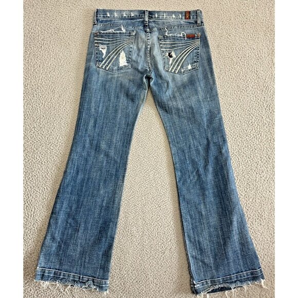 7 For All Mankind Denim - 7 For All Mankind Dojo Jeans Lexie Petite Y2K Distressed Flared 100% Cotton